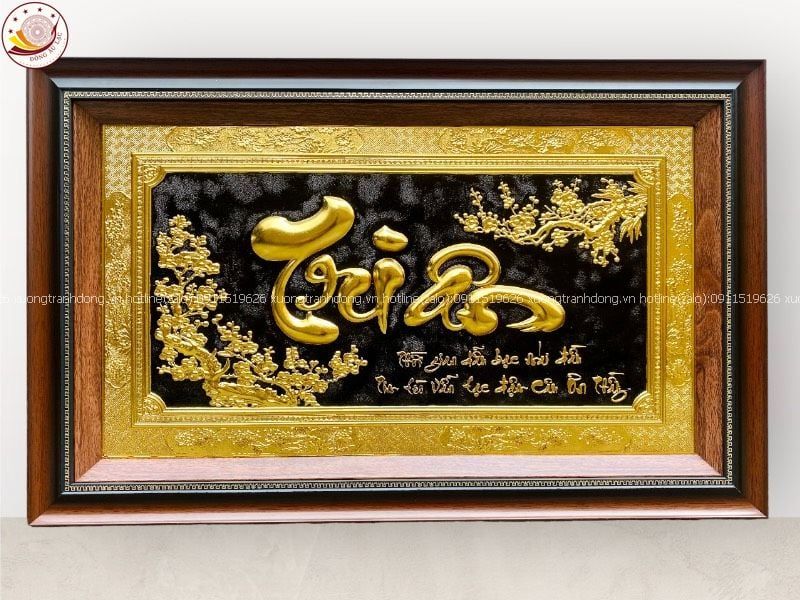 tranh qua tang chu tri an bang dong vang dat vang kich thuoc 50x80cm mau 2 xuong tranh dong