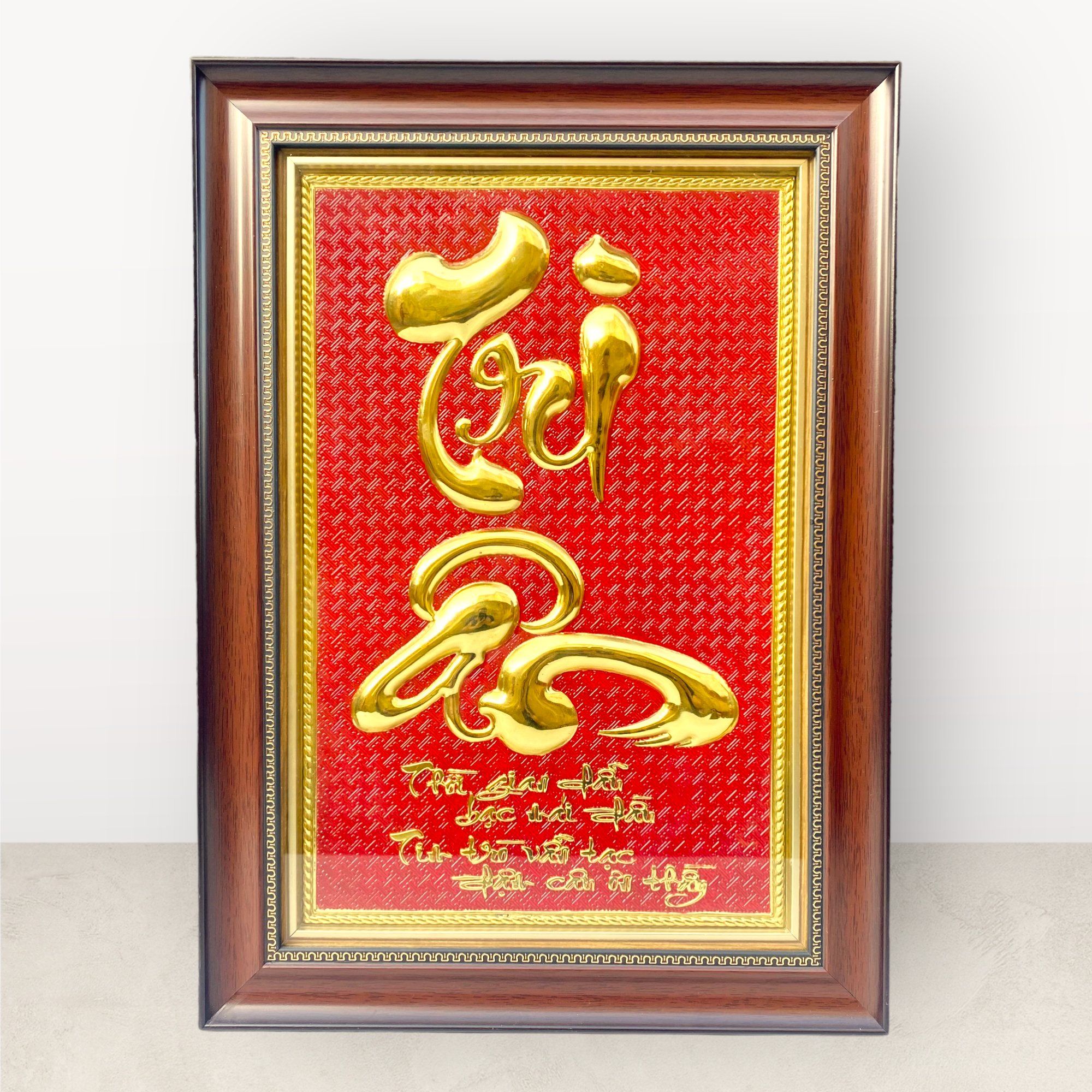 tranh qua tang chu tri an bang dong vang dat vang 24k kich thuoc 28x38cm xuong tranh dong