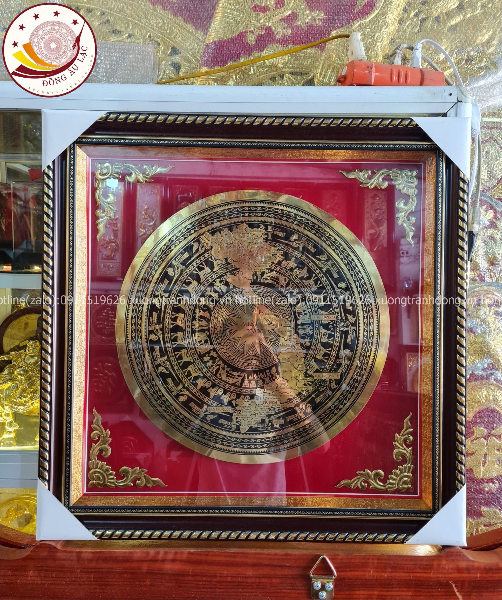 tranh qua tang tranh trong bang dong vang an mon kich thuoc 60x60cm mat trong duong kinh 40cm xuong tranh dong