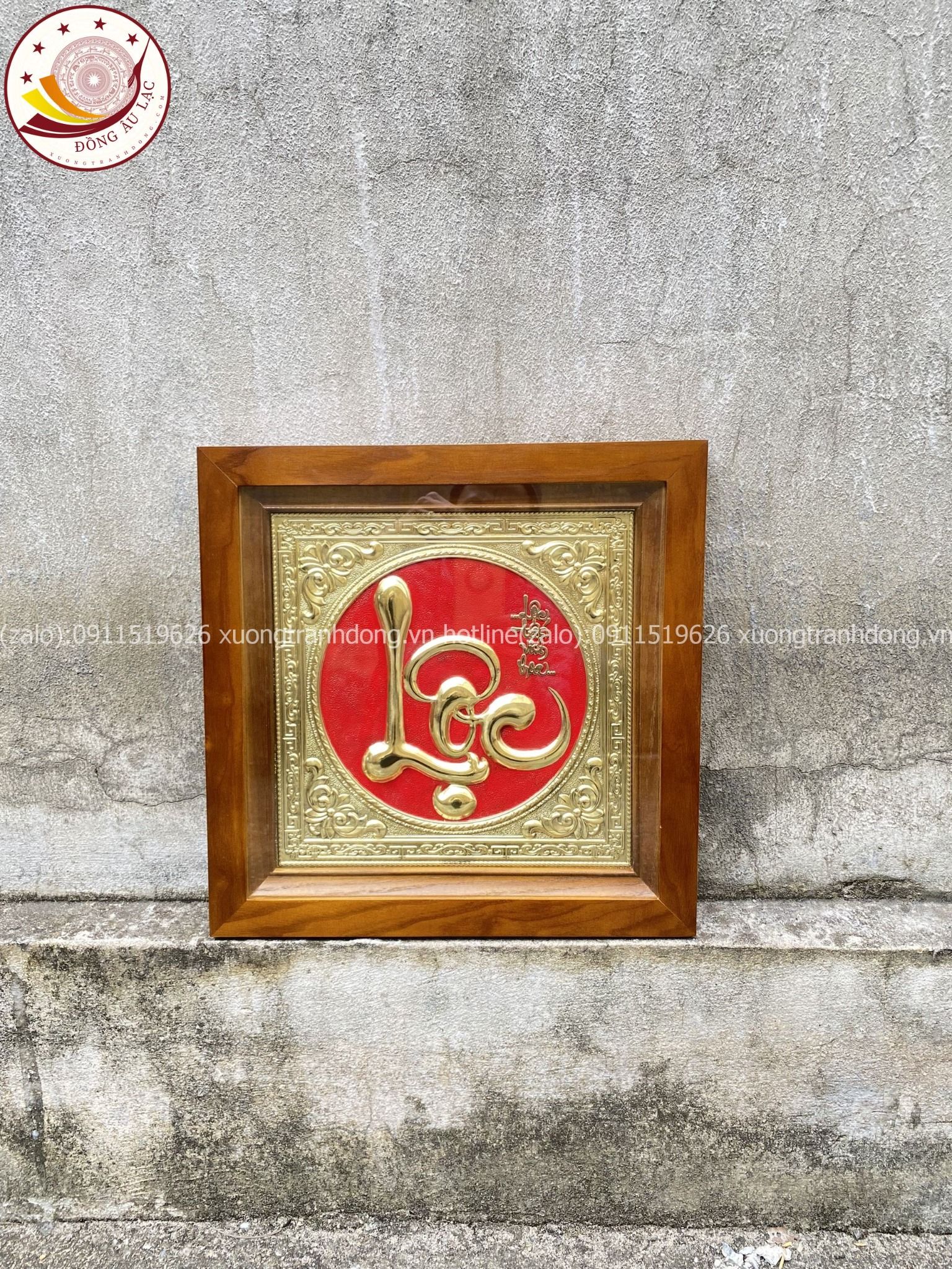 tranh qua tang chu loc bang dong vang kich thuoc 38x38cm mau 1 xuong tranh dong