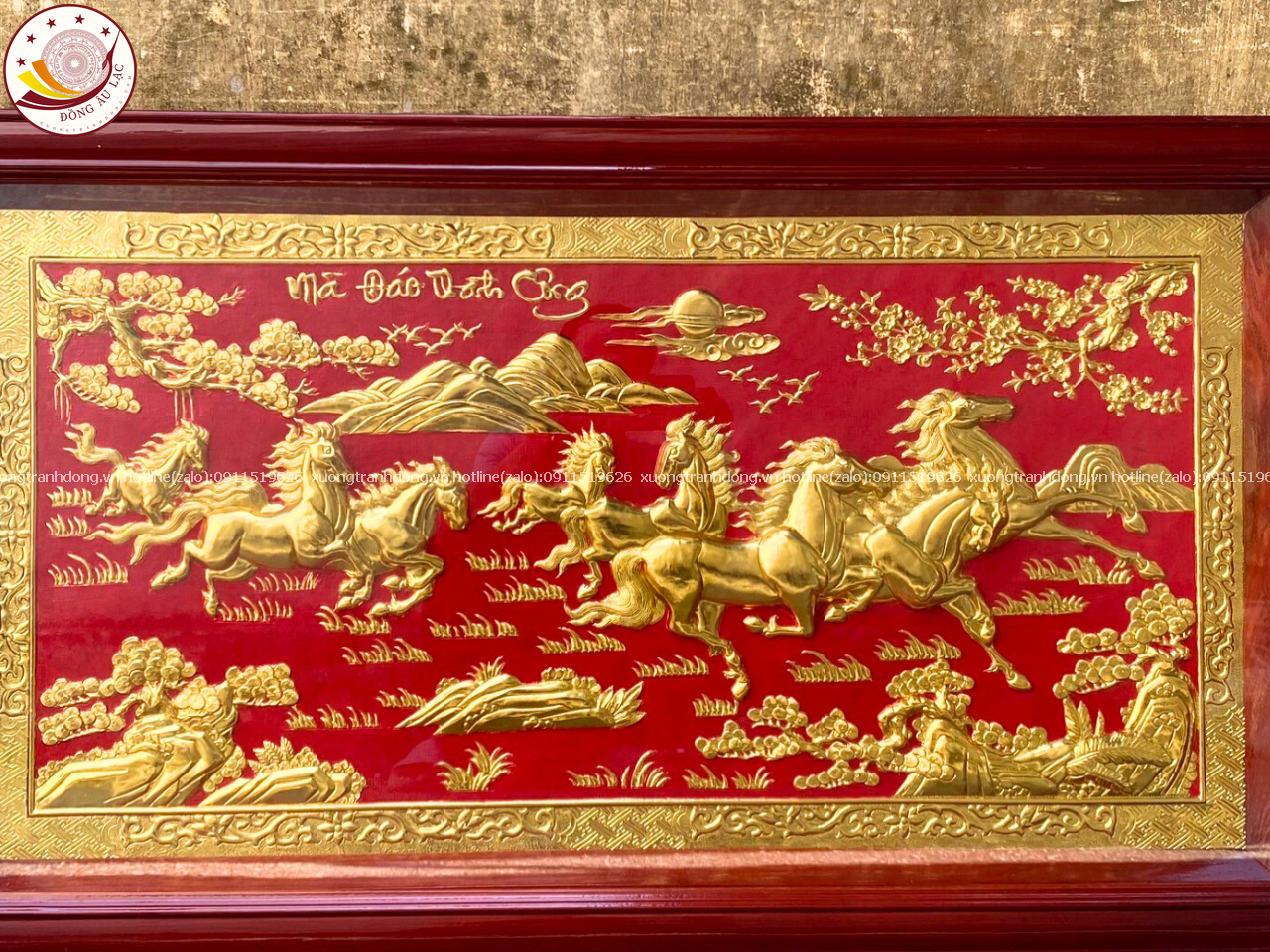 tranh qua tang ma dao thanh cong dong vang dat vang nen do kich thuoc 61x107cm xuong tranh dong