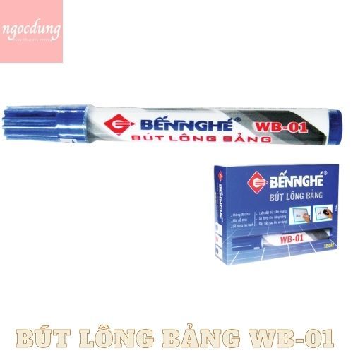 BNGHE-NBV2: Bút lông bảng Màu Xanh WB-01BN - Loại dài (12 cây/hộp)