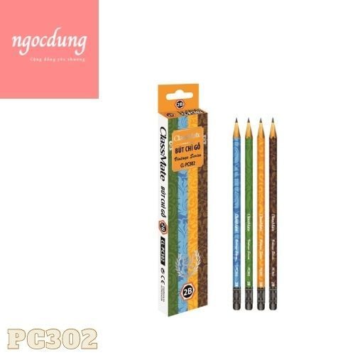 CLASSMATE-NBV4: Bút chì gỗ có tẩy 2B Vintage -CL-PC302 (12 Cái/Hộp)