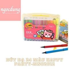 GUANGBO-NBV2: Bút dạ 24 màu Happy Party ( 6 hộp/lố, 48 hộp/thùng) H02012