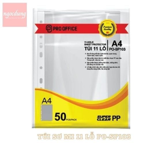 HAHAPRO-NVP6: Túi sơ mi 11 lỗ PO-SP103 3C (60 Cái/Hộp) 3FL0013