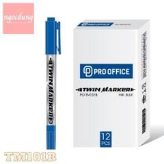 HAHAPRO-NBV2: Bút lông dầu 2 đầu PO-TM101 xanh (12 Cái/Hộp) 3PE0012