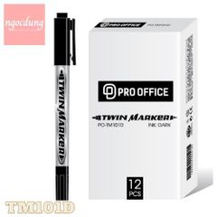 HAHAPRO-NBV2: Bút lông dầu 2 đầu PO-TM101 đen (12 Cái/Hộp) 3PE0013