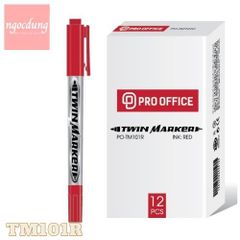 HAHAPRO-NBV2: Bút lông dầu 2 đầu PO-TM101 đỏ (12 Cái/Hộp) 3PE0014