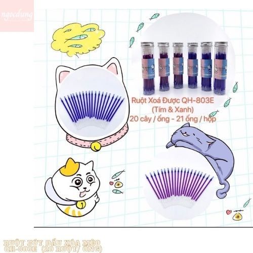 QUANGHUY-NBV1: Ruột Bút Đầu Xóa Mèo QH803E (20 ruột/ống)