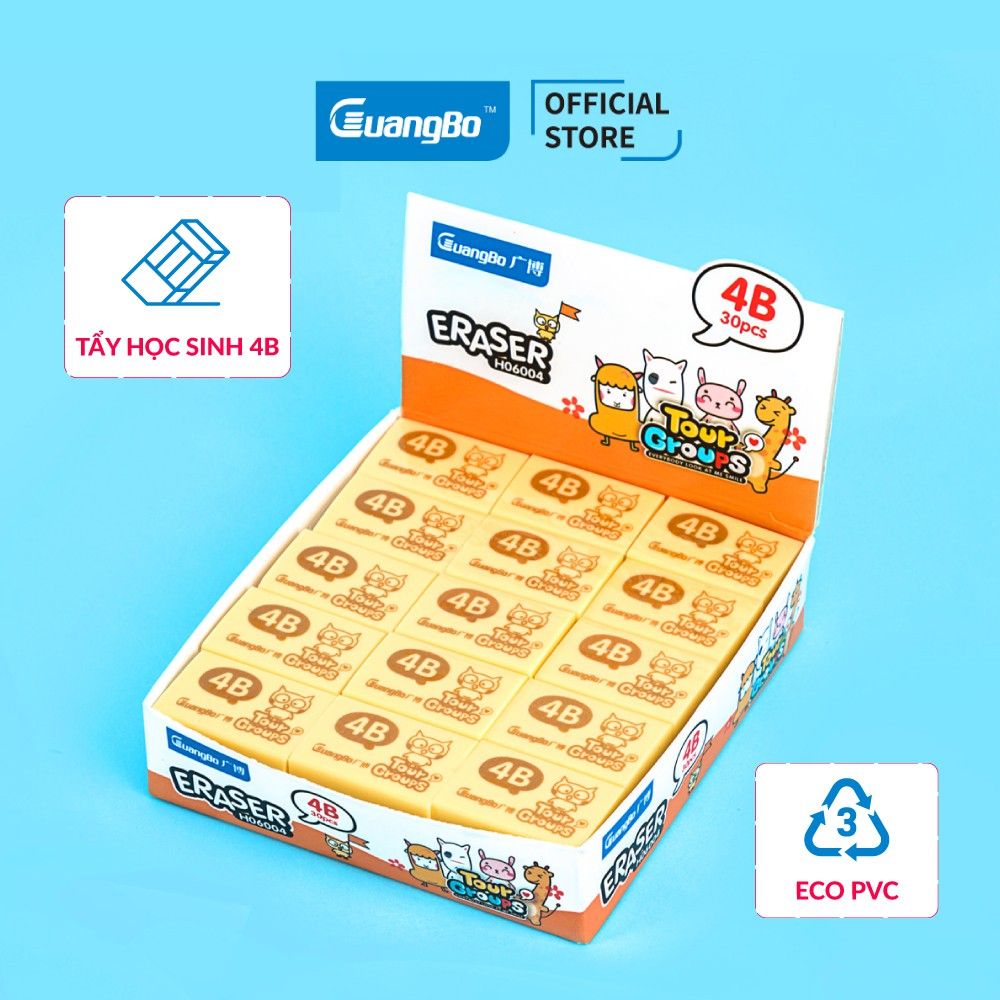 GUANGBO-NHS16: Tẩy học sinh Tourgroups 4B (30 viên/hộp) 30 C/H, 18 H/T H06004