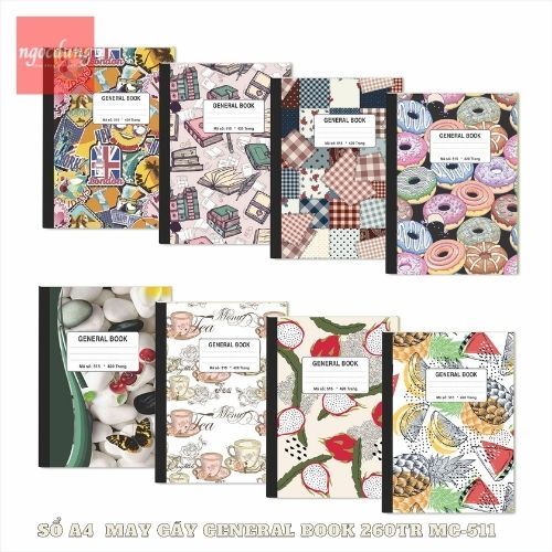 MINHCHAU-NGS3: Sổ A4 Bìa Bồi May Gáy General book 260tr MC511 (40Q/T)