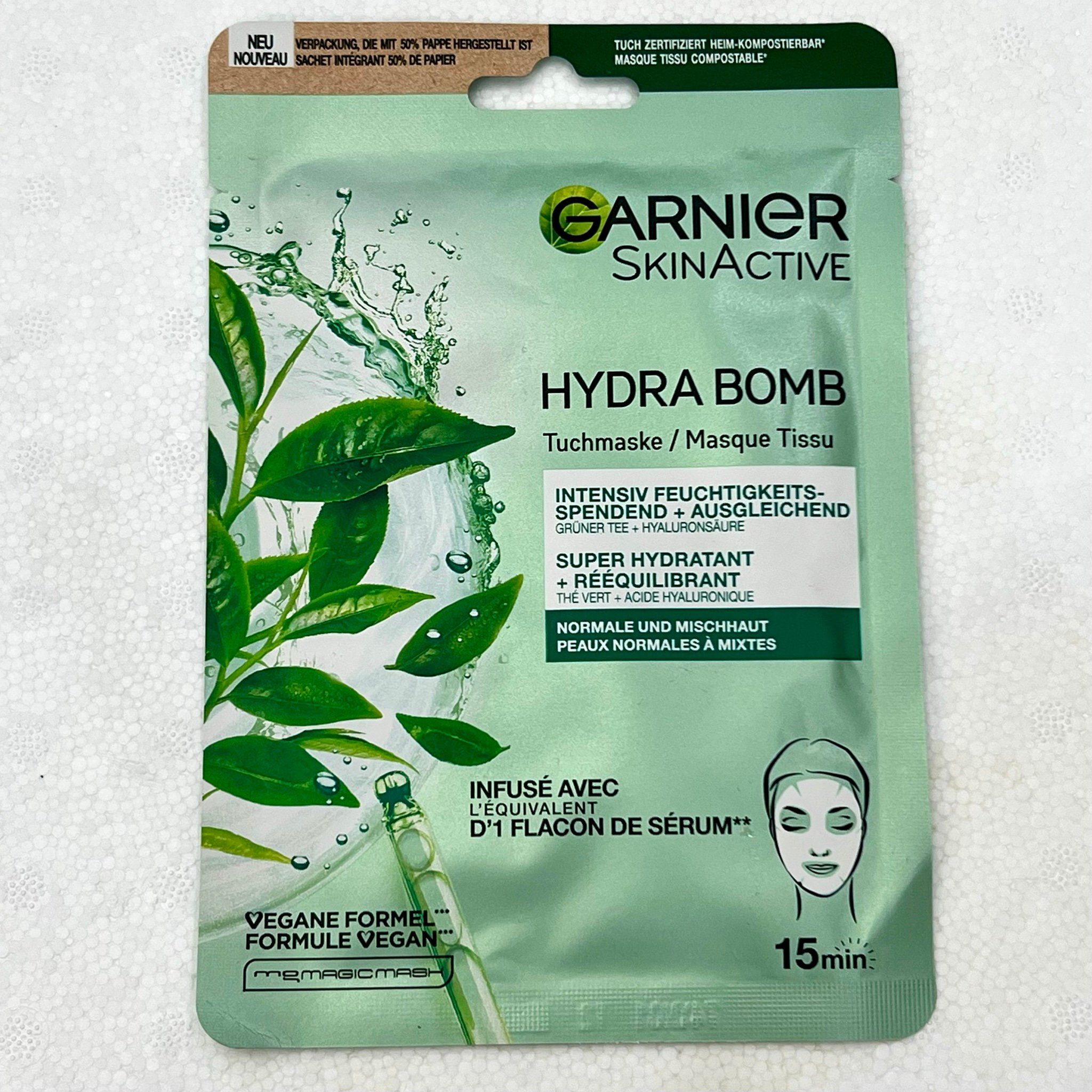  Mặt Nạ Giấy Dưỡng Ẩm Garnier SkinActive Hydra Bomb Trà Xanh & Hyaluron - 1 Miếng 