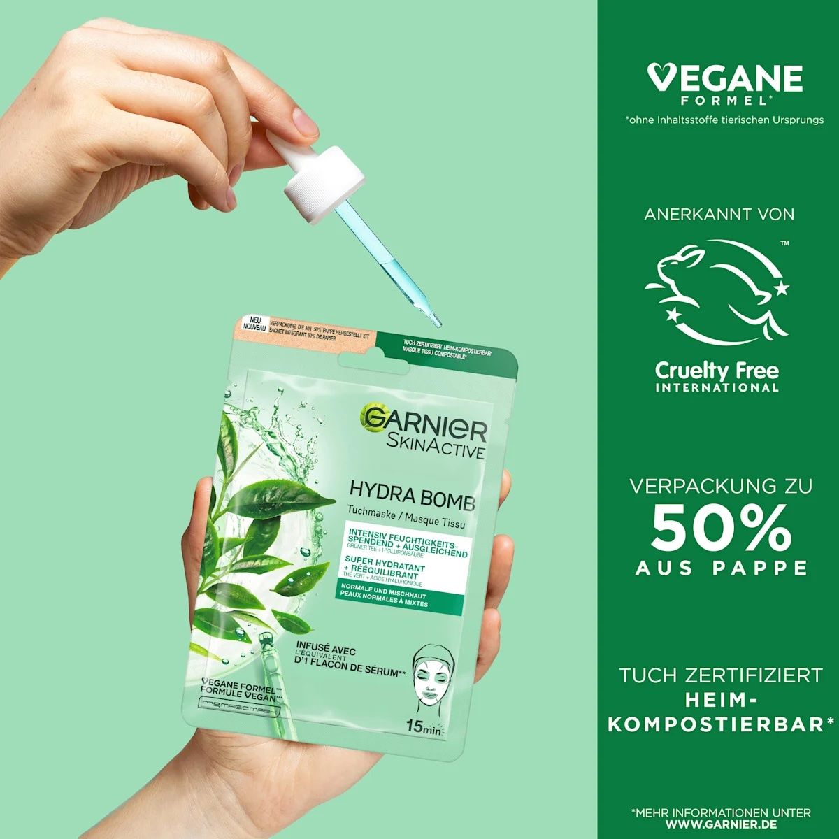  Mặt Nạ Giấy Dưỡng Ẩm Garnier SkinActive Hydra Bomb Trà Xanh & Hyaluron - 1 Miếng 