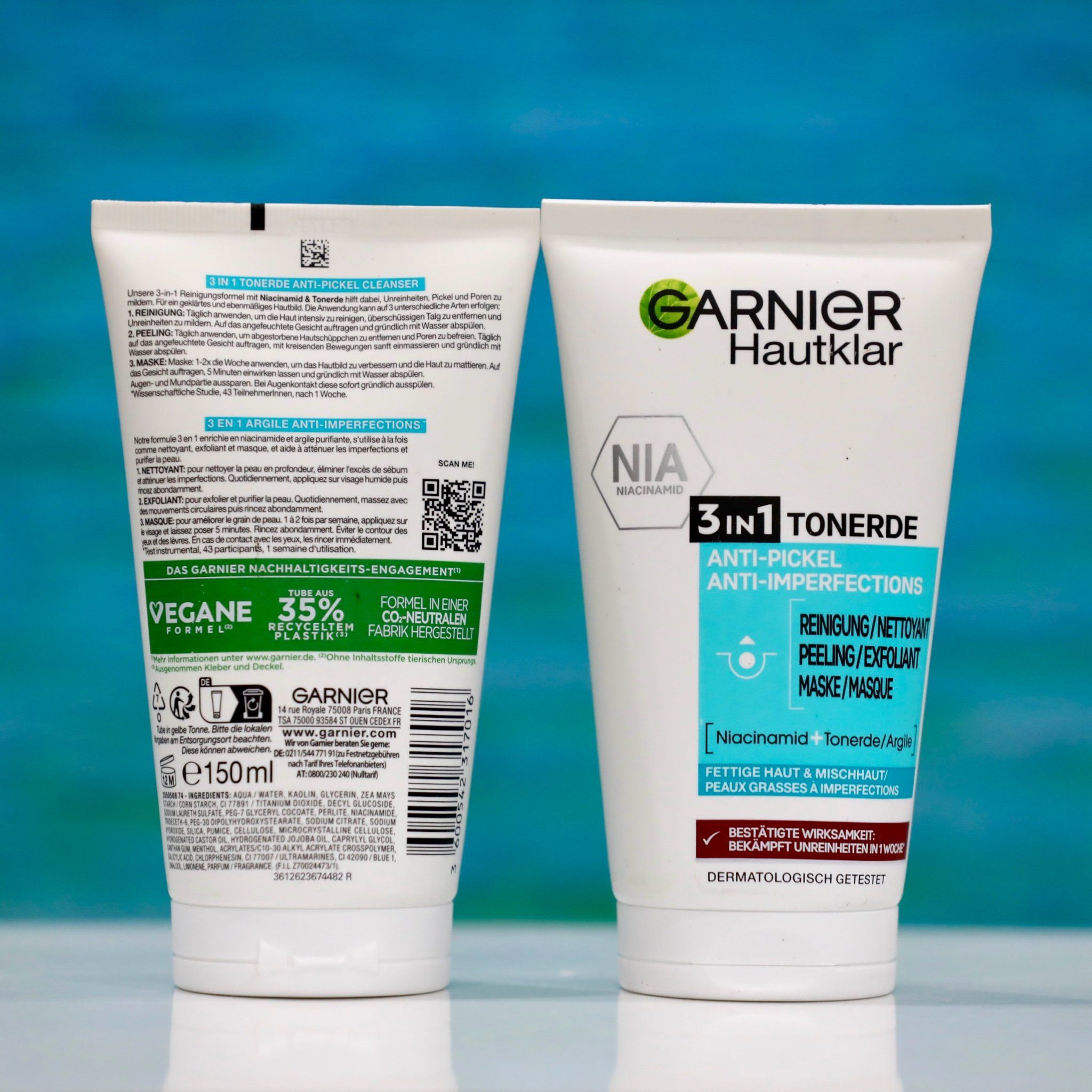  Sữa Rửa Mặt Garnier Hautklar 3in1 Dành Cho Da Mụn & Bị Nhờn, 150 ml 