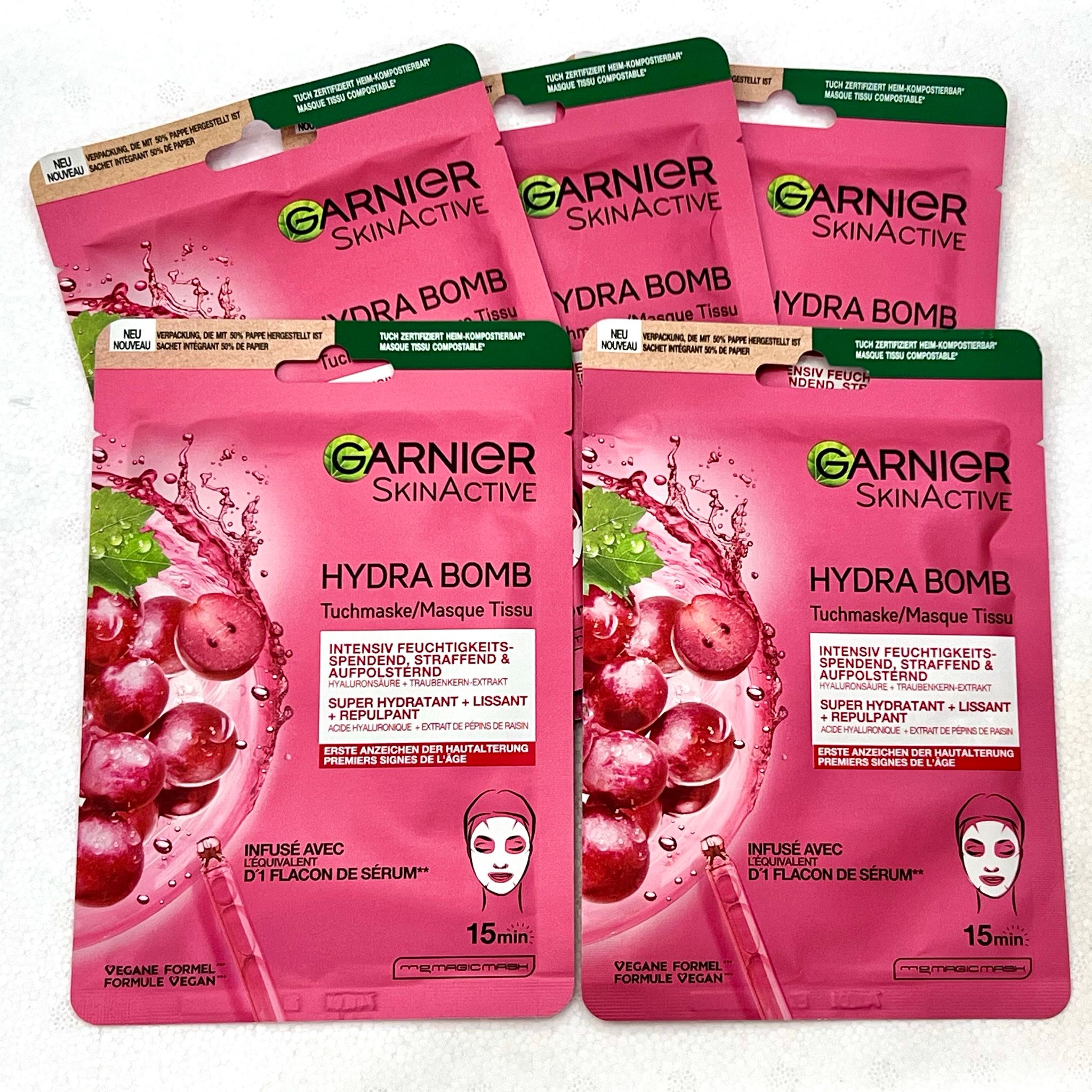  Mặt Nạ Vải Garnier SkinActive Chống Lão Hóa Hydra Bomb Chiết Xuất Nho 28g 