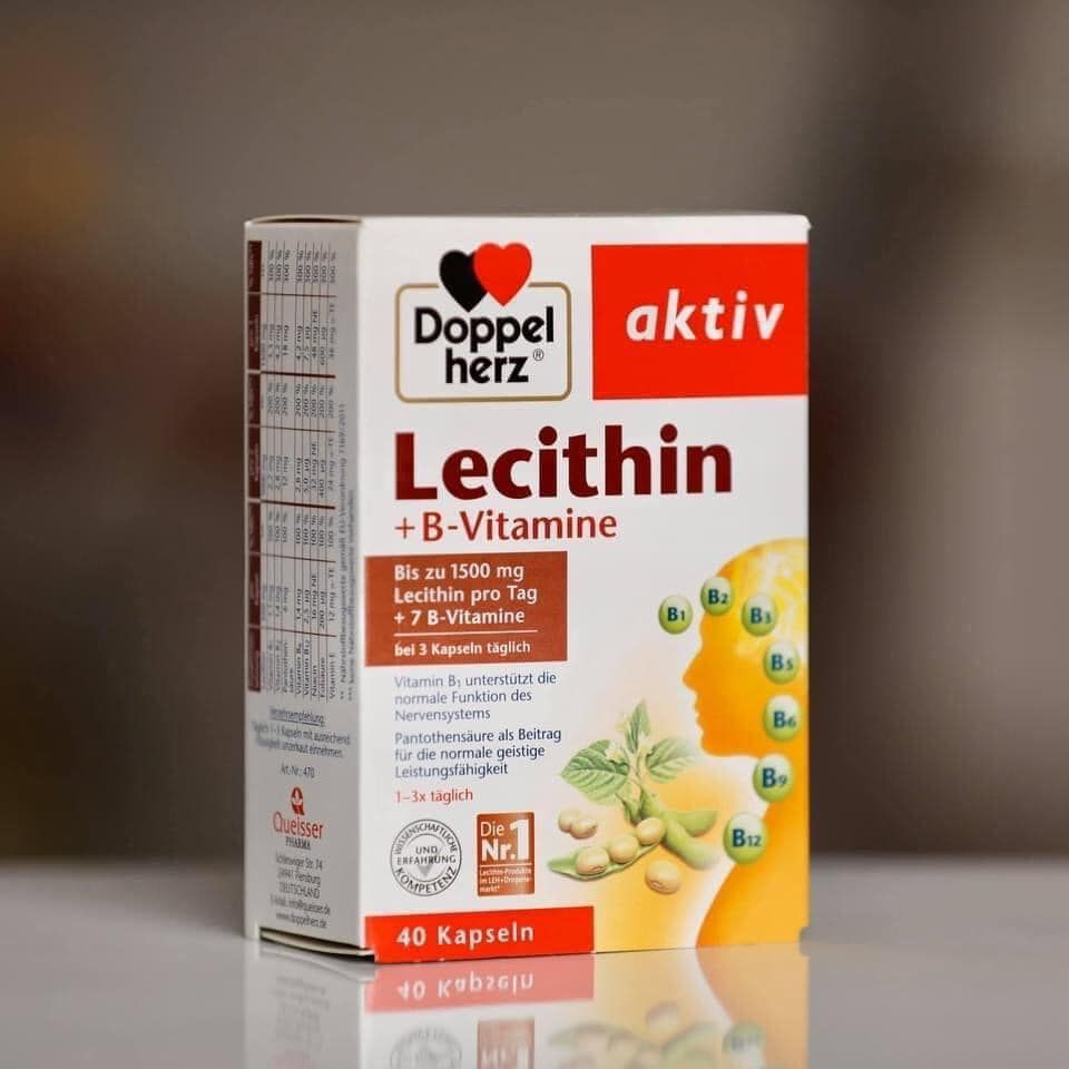  Mầm Đậu Nành Doppelherz Lecithin 1500 mg + Vitamin B, 40 Viên 