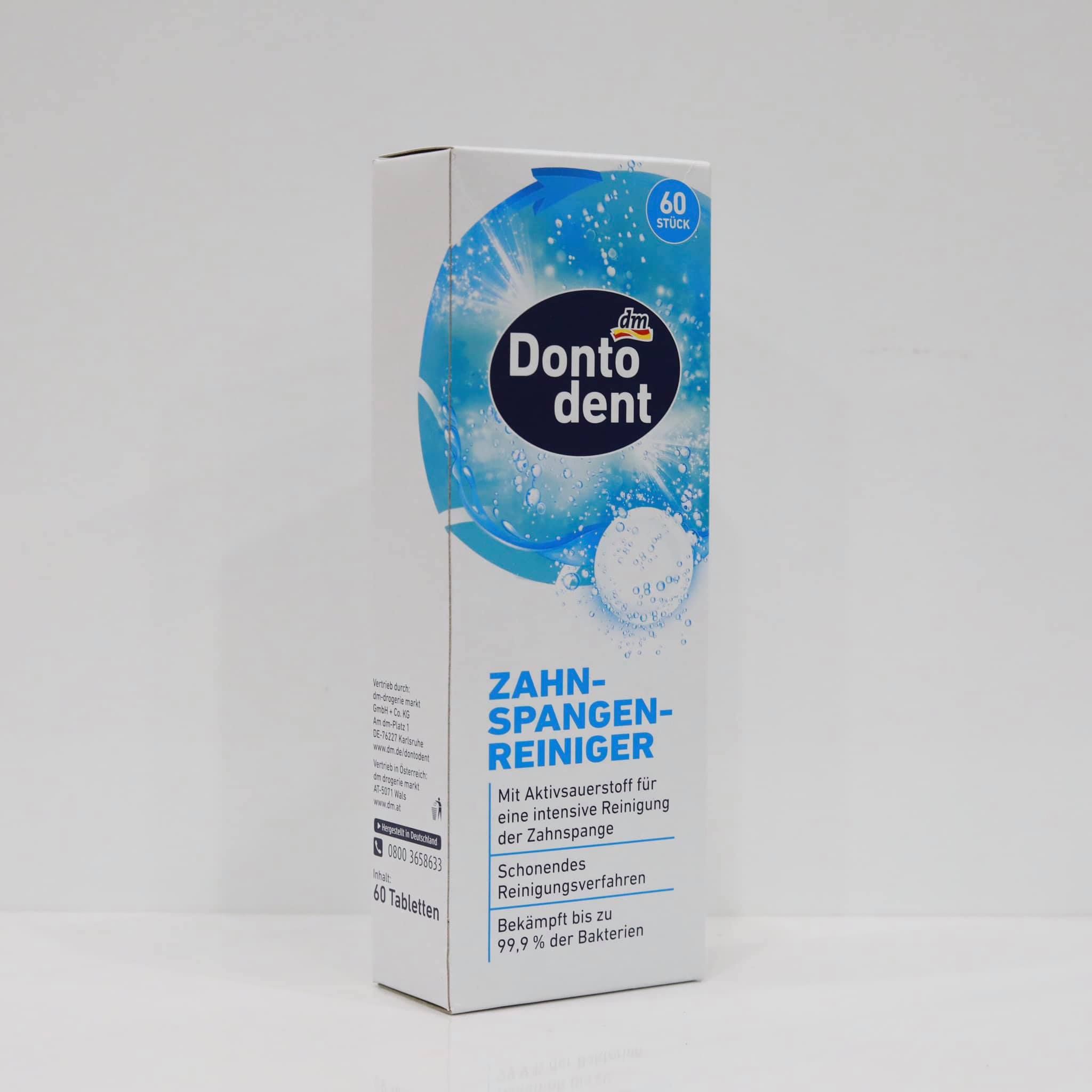  Viên vệ sinh khay niềng răng, dụng cụ cố định hàm, răng giả Dontodent, hộp 2 ống x 30 viên 