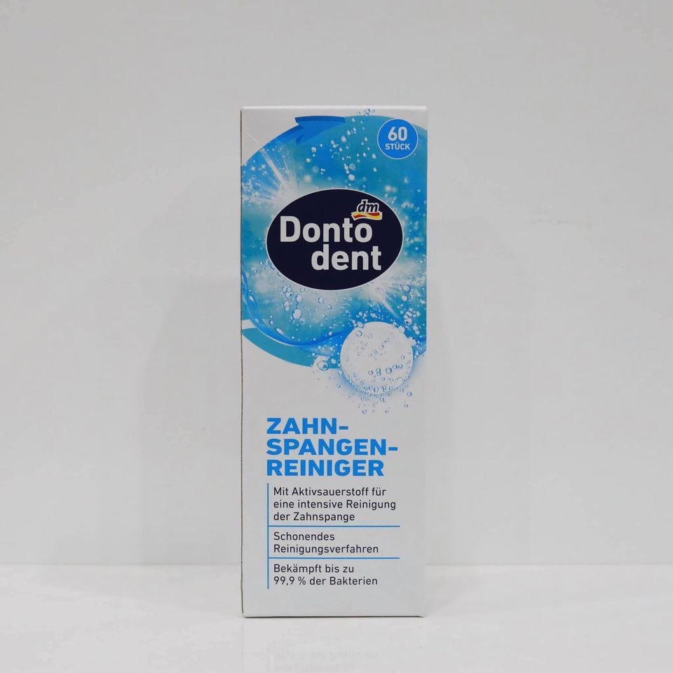  Viên vệ sinh khay niềng răng, dụng cụ cố định hàm, răng giả Dontodent, hộp 2 ống x 30 viên 