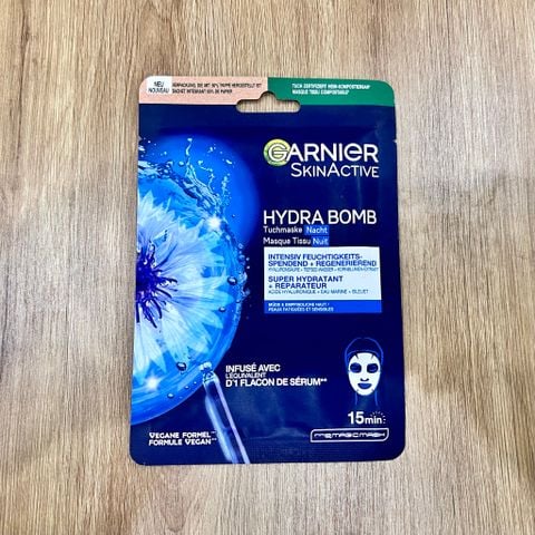  Mặt nạ giấy dưỡng ẩm phục hồi da ban đêm Garnier PureActive Hydrabomb - 1 miếng 