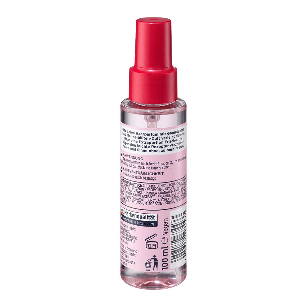  Nước hoa cho tóc Balea hương trái cây tươi mát, chai xịt 100ml vô cùng tiện dụng. 