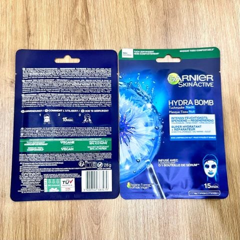  Mặt nạ giấy dưỡng ẩm phục hồi da ban đêm Garnier PureActive Hydrabomb - 1 miếng 