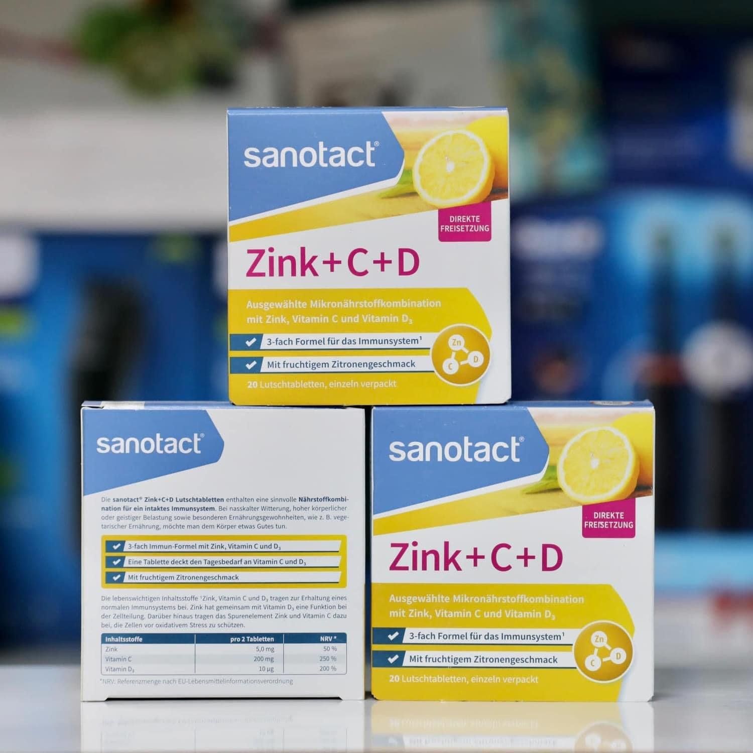  Viên ngậm SANOTACT Zink+C +D3, hộp 20 viên 