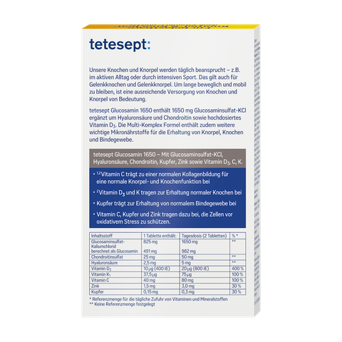  Viên uống hỗ trợ xương khớp Tetesept Glucosamin 1650 – Hộp 30 viên 