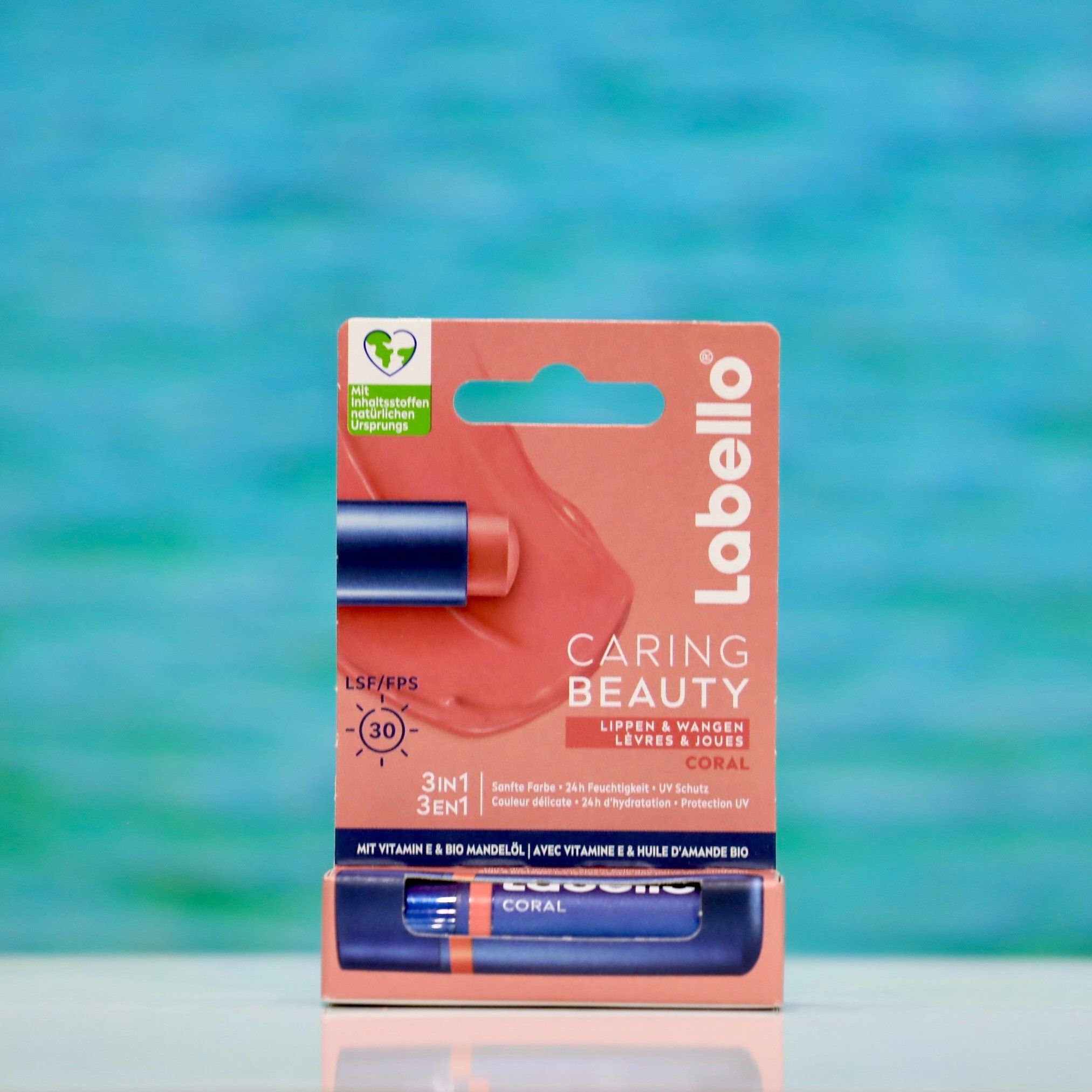  Son dưỡng môi Labello Caring Beauty Coral 4.8g – Dưỡng ẩm, bảo vệ UV, lên màu tự nhiên 