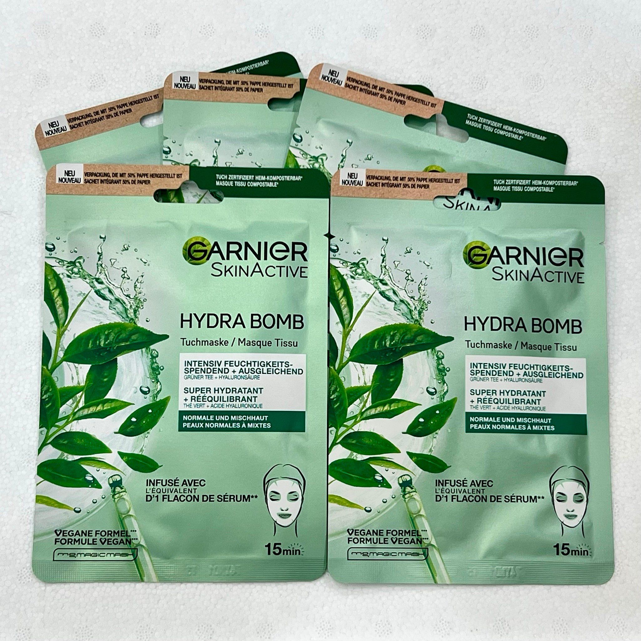  Mặt Nạ Giấy Dưỡng Ẩm Garnier SkinActive Hydra Bomb Trà Xanh & Hyaluron - 1 Miếng 
