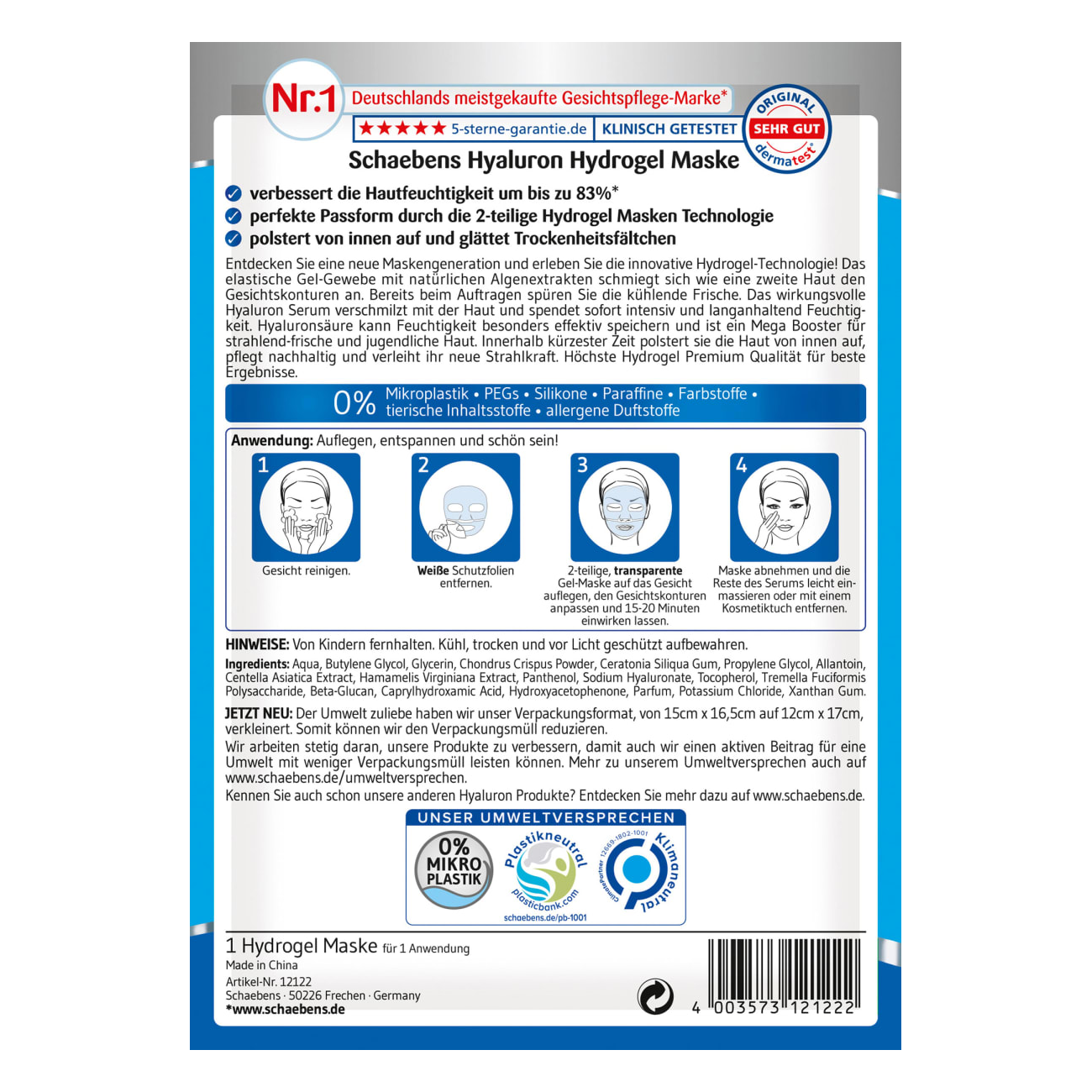  Miếng đắp mặt nạ Hyaluron, 1 miếng 