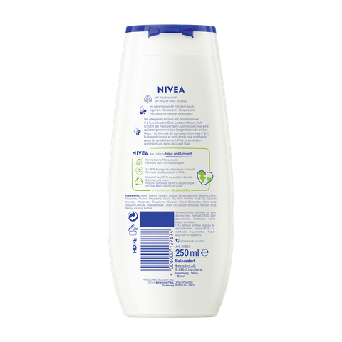  Sữa Tắm Dưỡng Ẩm NIVEA Hương Hoa Hồng Và Dầu Hạnh Nhân 250ml 