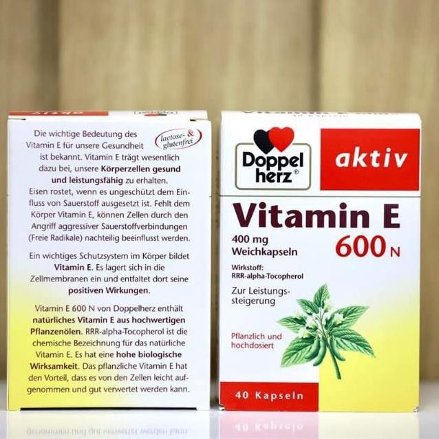  Viên uống VITAMIN E 600N DOPPEL HERZ, hộp 60 viên 