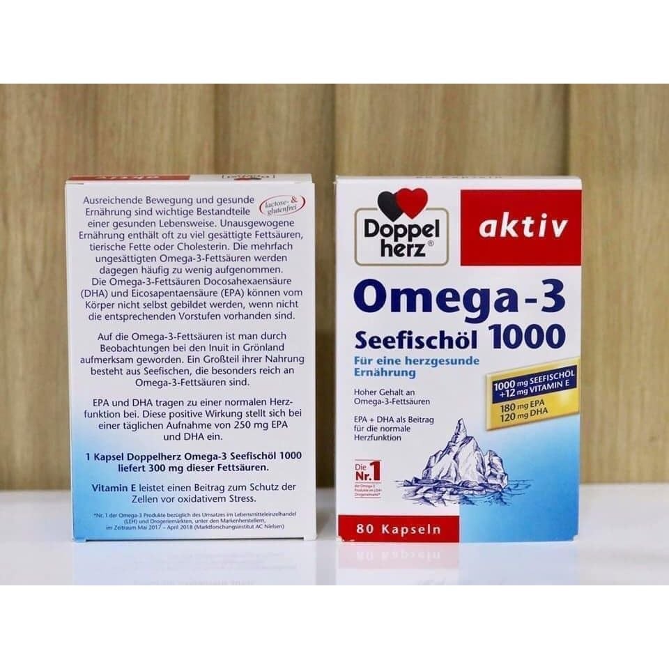  Viên Nang Dầu Cá Doppelherz Omega 3 Seefischol 1000, 80 Viên 