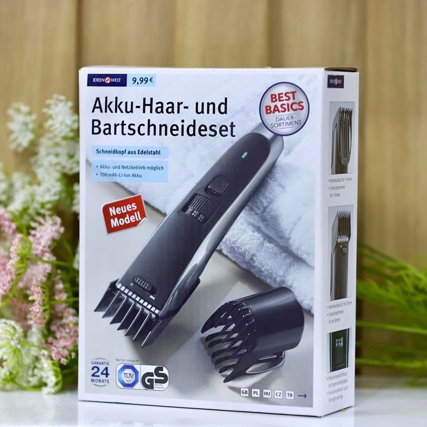  [Made in Germany] Tông Đơ Cắt Tóc Của Đức Pin Sạc, Củ Sạc Dùng Điện 220V, AKKU - HAAR -UND Bartschneideset 