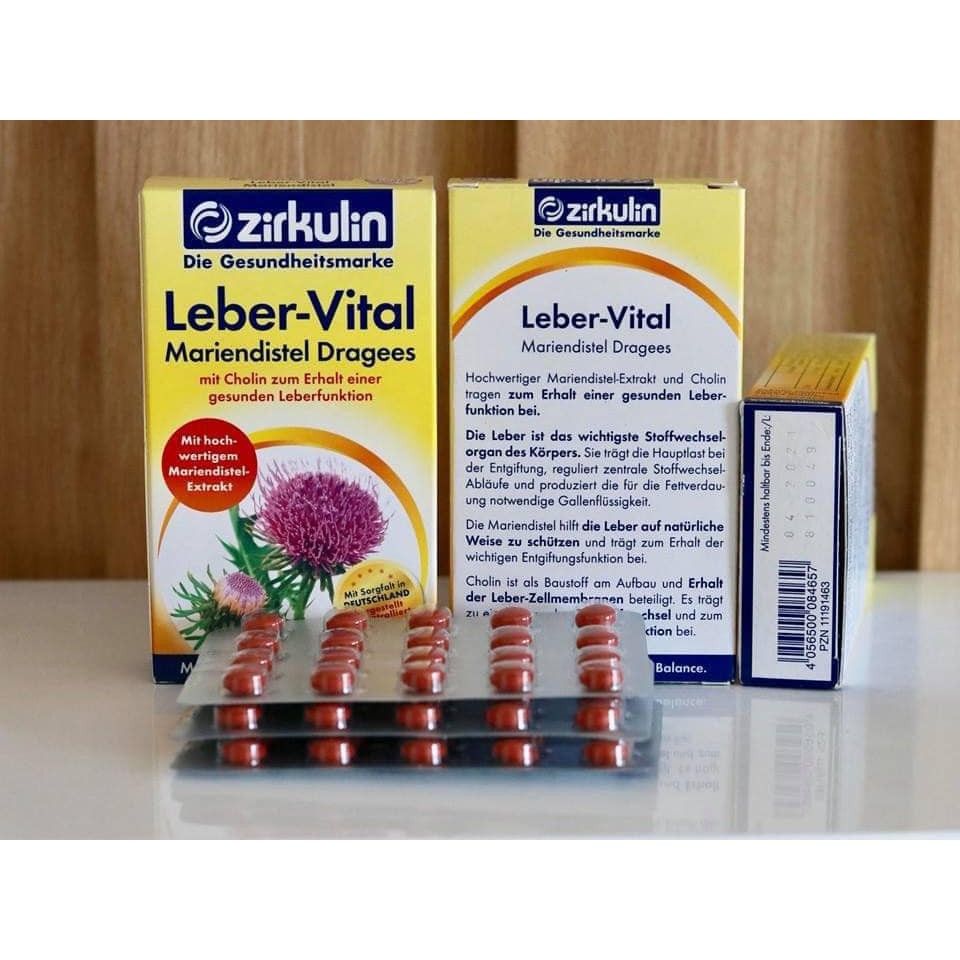  Viên uống bổ gan Zirkulin Leber-Vital hỗ trợ điều trị xơ gan, gan nhiễm mỡ, men gan cao. Hộp 60 viên 