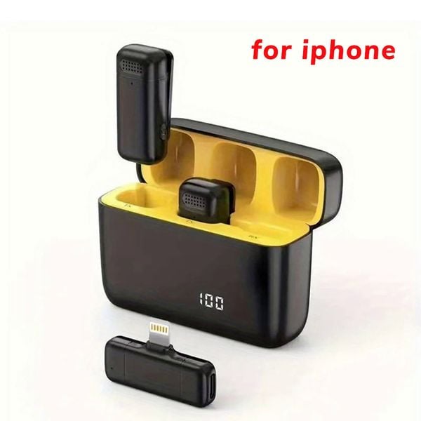 Micro không dây K8 khử tiếng ồn quay video vlog review sản phẩm kết nối Lightning iphone(2 mic)