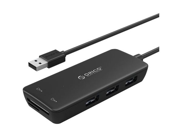 Bộ chuyển Orico từ 01 USB 2.0 ra 3 cổng kèm đầu đọc thẻ nhớ SD/TF U2-BK
