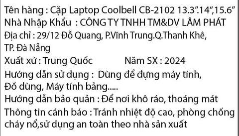 Túi xách laptop Coolbell 15.6