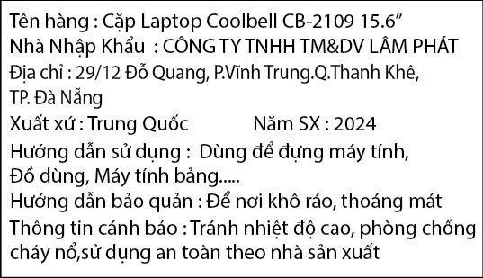 Túi coolbell 2109 15.6