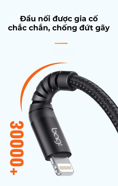 Cáp dù sạc nhanh Lightning Bagi dài 1.8m IH180 (2023)