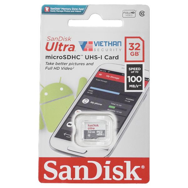 Thẻ nhớ Sandisk MicroSD Ultra 32G 100MB/S