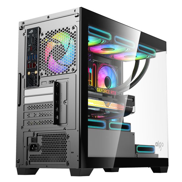 Vỏ case Aigo C218M đen (Form M-ATX/ITX 455*280*515mm, USB 3.0*1 USB 2.0*2)