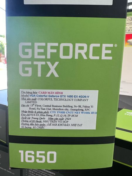 Card màn hình Colorful GTX 1650 NB 4GD6-V