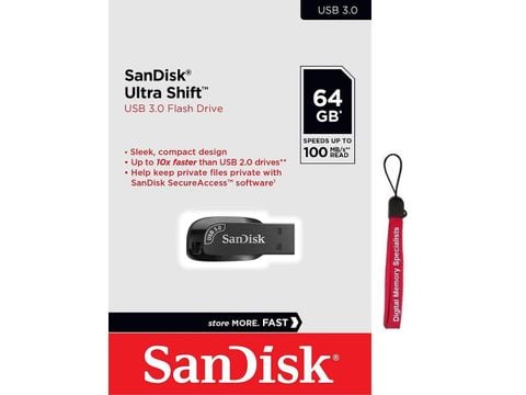 USB Sandisk Ultra Shift Flash Drive CZ410 64GB, USB 3.0/Đen