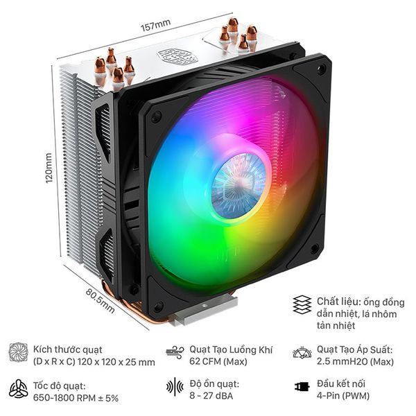 Tản Nhiệt Khí CoolerMaster Hyper 212 Spectrum V2