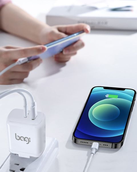 Củ sạc nhanh Bagi 30W 2 cổng USB Type-C PD30W