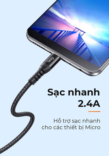 Cáp dù sạc nhanh Micro Bagi dài 1m MH100
