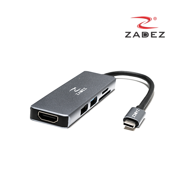 Bộ Chia Zadez Type C 5 in 1 ( HDMI , USB 3.0 , USB 2.0 . Đầu đọc SD , Đầu Đọc Micro SD )