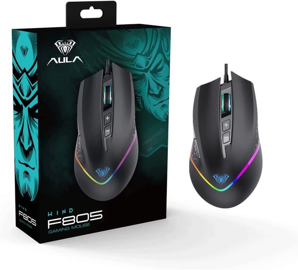 Chuột Gaming Có Dây AULA F805 Black (6400 DPI, LED RGB)