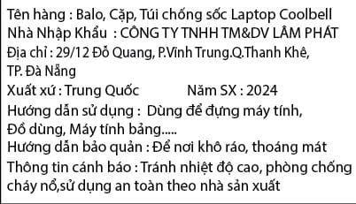 Balo coolbell 6107S/ Đen